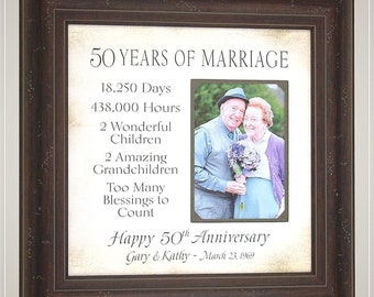 Anniversary Gift for Grandparents. Then and Now 50th Golden Anniversary Gift, Personalized 50th 60th Wedding Anniversary Gift for Parents