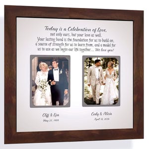 Personalized Wedding Gift for Parents Keepsake: Custom Made ANY Quote Photo Frame, 12x12 Mat image 1