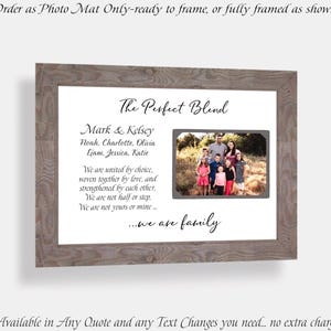 Personalized Blended Family Photo Frame: Custom Made ANY Quote Wedding Keepsake, 9x12 Mat