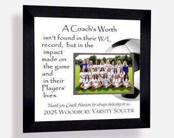Custom Made Soccer Coach Team Photo Frame: Personalized ANY Sport Coaches Quote, 12x12 Mat
