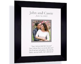 Personalized 1st Year Anniversary Photo Frame Display ~ First Wedding Anniversary Picture Frame ~ Bride & Groom Gift ~ Custom Song Lyrics