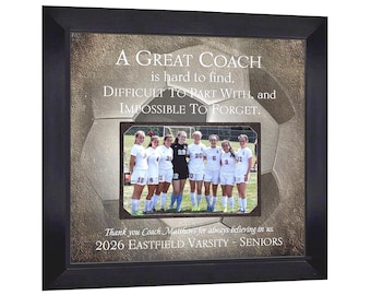 Custom Made Soccer Coach Team Photo Frame: Personalized ANY Sport Coaches Message, 12x12 Mat