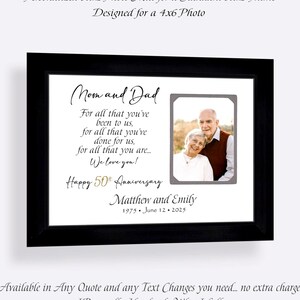 Personalized 50th Anniversary Frame Gift: Custom Quote, 9x12 Mat