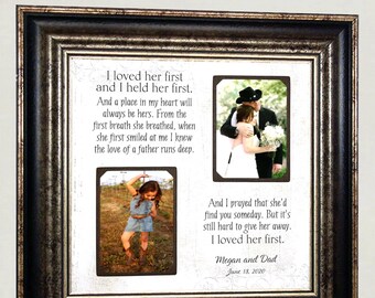 Wedding Gift For Dad Father of the Bride Gift from Daughter, Modern Farmhouse Wall Decor Custom Photo Frame First Dance Song Lyrics,