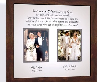Personalized Wedding Then Now Parents Photo Frame: Custom Made ANY Year Message, 12x12 Mat