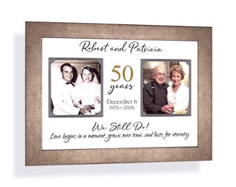Custom Made 50th Anniversary ANY YEAR Message: Personalized Parents Photo Frame Keepsake, 9x12 Mat