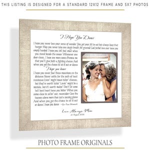Wedding Song Keepsake Photo Frame: Custom Made ANY Lyrics Gift Parents Bride, 12x12 Mat