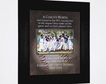 Personalized Baseball Coach Senior Night Gift, End of Season Baseball Team Gift, Custom Baseball Frame, Personalized Coach 9x12 photo mat