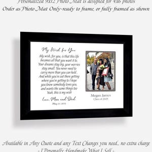 Personalized Graduation Photo Frame, Custom Made ANY Senior Quote Keepsake , 9x12 Mat