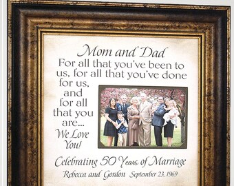 Anniversary Party Decorations, Anniversary Celebration Personalized Gift Frame Sign, Happy Anniversary 25th 40th 50th 60th Parents Gift,