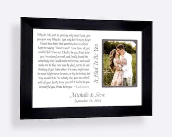 Custom Made ANY Song Lyrics Photo Frame: Personalized Anniversary Gift Keepsake, 9x12 Mat