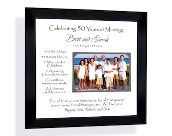 Personalized 50th Anniversary Photo Frame: Custom Made ANY Year Wedding Gift Parents, 12x12 Mat