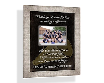 Cheer Coach Appreciation Photo Frame: Personalized ANY Sport Custom Cheerleader Team Gift, 9x12 Mat