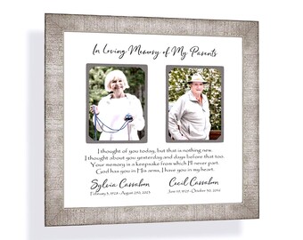 Personalized Memorial Parents Photo Frame: Custom Made Loss of Mother Father, 12x12 Mat