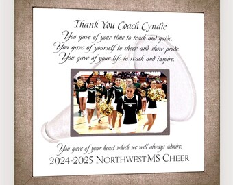 Custom Made Cheer Coach Photo Frame: ANY Sport Team Personalized Coaches Keepsake, 12x12 Mat