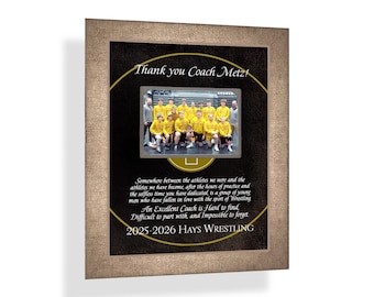Wrestling Coach Appreciation Photo Frame: Personalized ANY Sport Custom Team Gift, 9x12 Mat