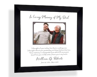 Personalized Memorial Photo Frame Keepsake: Loss of Dad Mom Grandparents Gift, 12x12 Mat