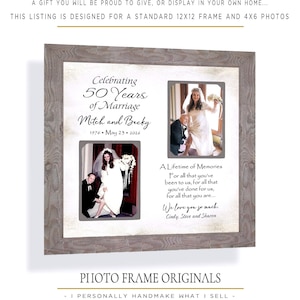 50th Anniversary Photo Frame: Custom Made ANY Year Personalized Wedding Keepsake, 12x12 Mat