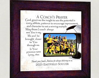 Personalized Soccer Coach Frame with Photo, Team Photo End of Season, Senior Night Banquet Coach Thank You Gift