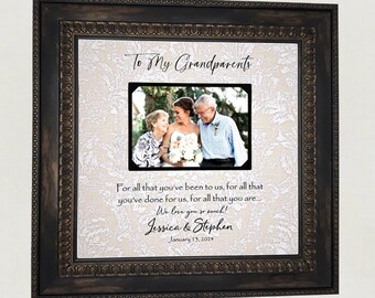 Wedding Day Gift For Grandparents from Bride and Groom, Personalized Wedding Photo Picture Frame Mat Gift