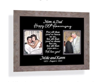 50th Anniversary Double Photo Frame: Personalized Keepsake Gift, 11x14