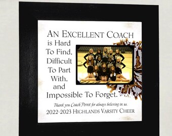 Youth Sports Team Photo Frame, Cheer Coach Thank You Gift, Coach End of Season Team Senior NIght, Cheerleader Coach Appreciation Gift