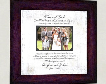 Custom Wedding Photo Picture Frame, Personalized Wedding Gift, Parents of the Bride Groom, Gift from Daughter Son