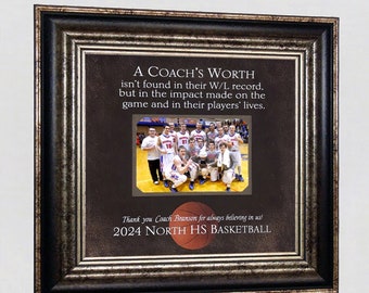 Team Gift for Basketball Coach, End of Season Senior Night Banquet, Personalized Custom Coach Frame Photo Mat