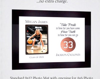 Personalized Senior Night Basketball Photo Frame, Sports Team Gift, Custom Gift for Graduating Senior, Graduation Gift Ideas, 9x12 Photo Mat