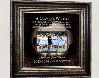 Personalized Coach Appreciation Gift, Soccer Coach End of Season Thank You Gift, Gift from Team, Custom Football Coach Photo Frame