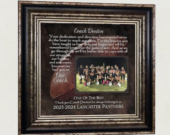 Personalized Coach Gift, Football Coach Gift with End of Season Team Photo Senior Night