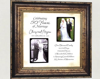 50th Wedding Anniversary Frame Gift for Parents, Golden Anniversary Gifts for Parents,