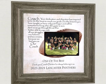 Football Coach Thank You, End of Season Team Gift, Senior Night Gift for Coach, Football Coach Personalized Team Photo Frame