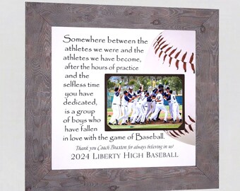 Baseball Coach Thank You Gift from Team End of Season Senior Night, Peronalized Custom Baseball Coach Picture Frame Photo Mat