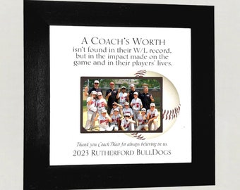 Custom Personalized Coach Appreciation Gift, Baseball Coach End of Season Team Thank You Gift, Personalized Baseball Photo Frame Mat