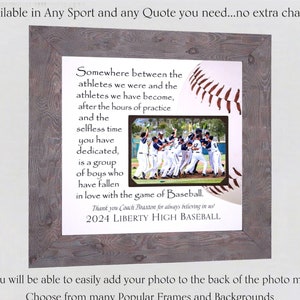 Baseball Coach Team Gift, End of Season, Senior Night Banquet, Team Thank You Gift, Personalized Baseball Coach Team Photo Frame image 2