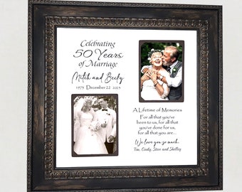 Custom Anniversary Photo Mat, Anniversary Gift for Mom 50th 25th, Parents Golden Anniversary Gift, Personalized Anniversary Picture Frame