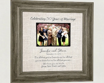 Personalized Custom 60th Wedding Anniversary Photo Frame, Anniversary Frame for Parents, 50th Golden Wedding Anniversary