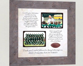 Football Coach Thank You Gift, End of Season Team Gift, Senior Night, Personalized Football Coach Photo Frame Mat, Gift from Team