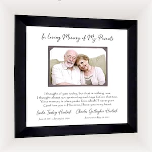 Personalized Memorial Photo Frame - Loss of Parents - Custom Quote 12x12