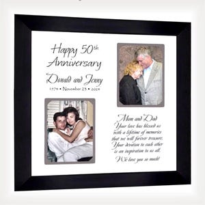 Personalized 50th Anniversary Picture Frame: Then & Now, Custom Message, 12x12