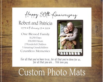 Personalized Anniversary Photo Frame, 50th Anniversary Gifts for Parents, 60th Anniversary Gifts for Parents