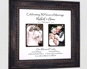 Then and Now 50th Parents Golden Anniversary Frame for Grandparents  Parents 25th 40th 50th 60th Anniversary