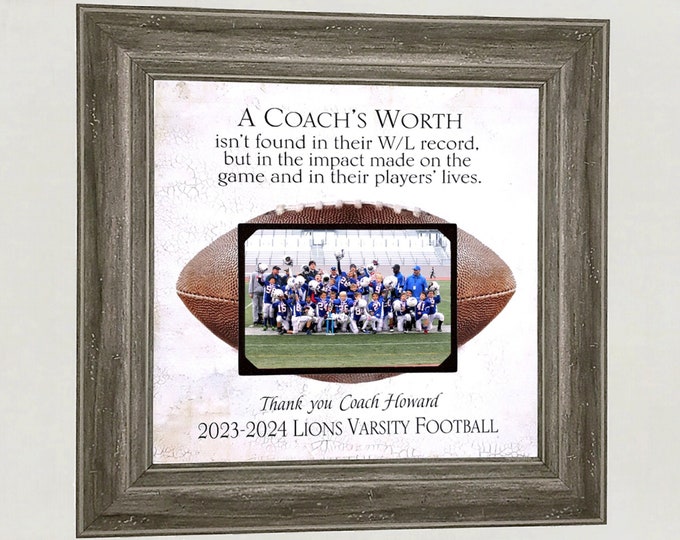 Custom Personalized Football Coach TEam Thank You Appreciation Gift, Football Coach End of Season Thank You Gift from Team Coach Photo Frame