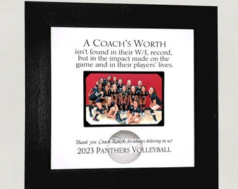 Personalized Volleyball Coach Appreciation Gift, Team Photo Frame Gift, Volleyball Coach End of Season Thank You, Custom Volleyball Print