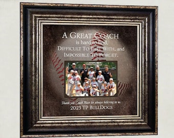 Personalized Baseball Coach Gift Ideas Picture Frame, Thank You Gift for Coaches, End of Season Gift, Coach Retirement Gift