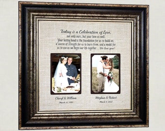 Unique Wedding Day Gifts For Parents of the Bride, Mother and Father Gift from Daughter, Personalized Wedding Frame, Wedding Photo Mat