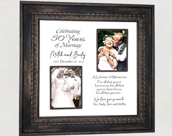 50th Golden Anniversary, Gift for Parents Mother Father, Mom Dad Personalized 25th 50th 60th Anniversary Photo Frame