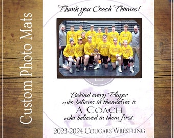 Wrestling Senior Night Team Gifts for Coach, Thank You Gift for Wrestling Coach, Wrestling Coach Frame Gift, Custom Coach Team Photo Mat