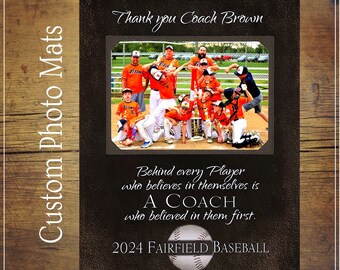 Coach Thank You Gift, Youth Baseball Coaches, Team Photo Frame Gift Baseball Coach, End of Season Banquet, Custom Coach 9X12 Team Photo Mat